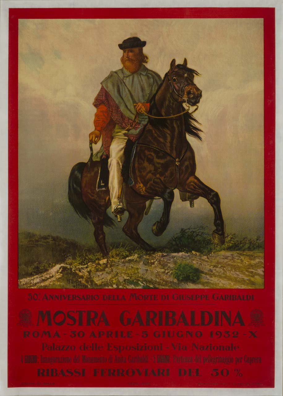 Garibaldi a cavallo (manifesto) di Palizzi Filippo (sec. XIX)