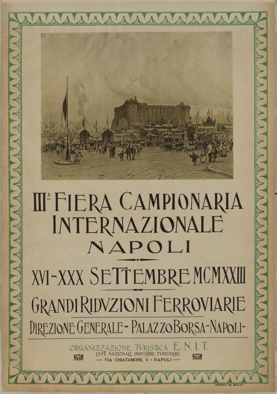 veduta di Napoli con Maschio Angioino (manifesto) di De Corsi Nicolas (sec. XX)