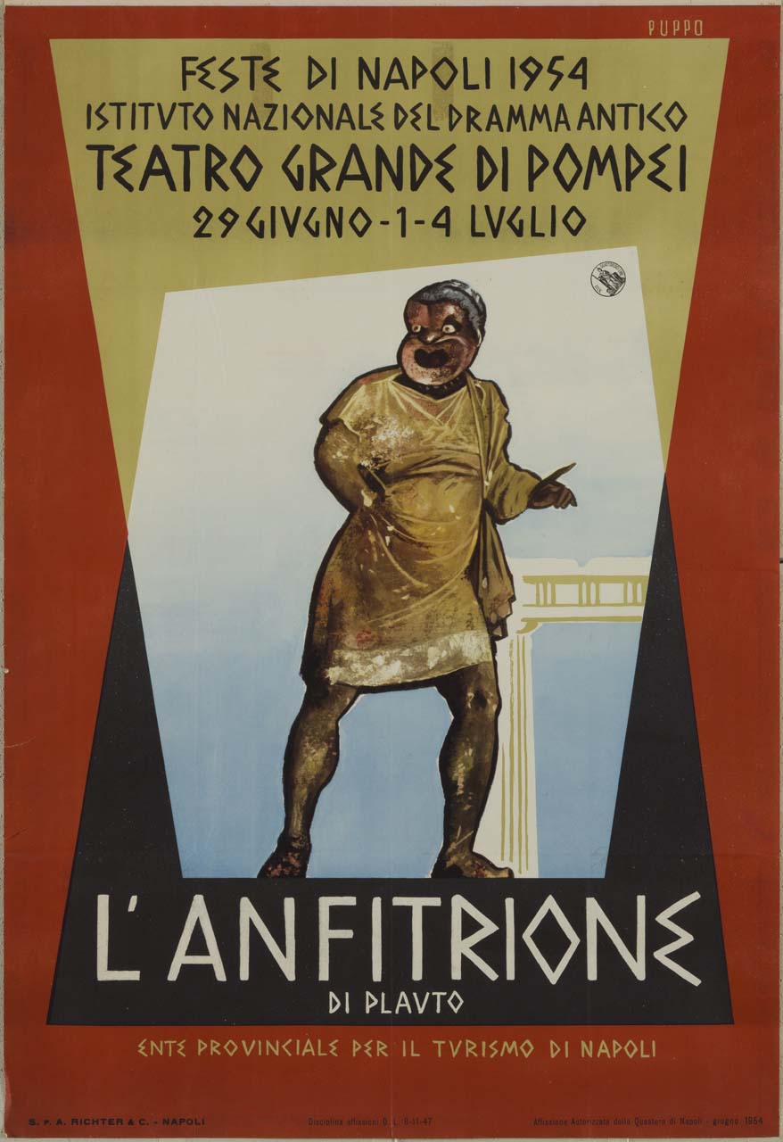 attore teatrale dell'antica Roma con maschera comica (manifesto) di Puppo Mario (sec. XX)