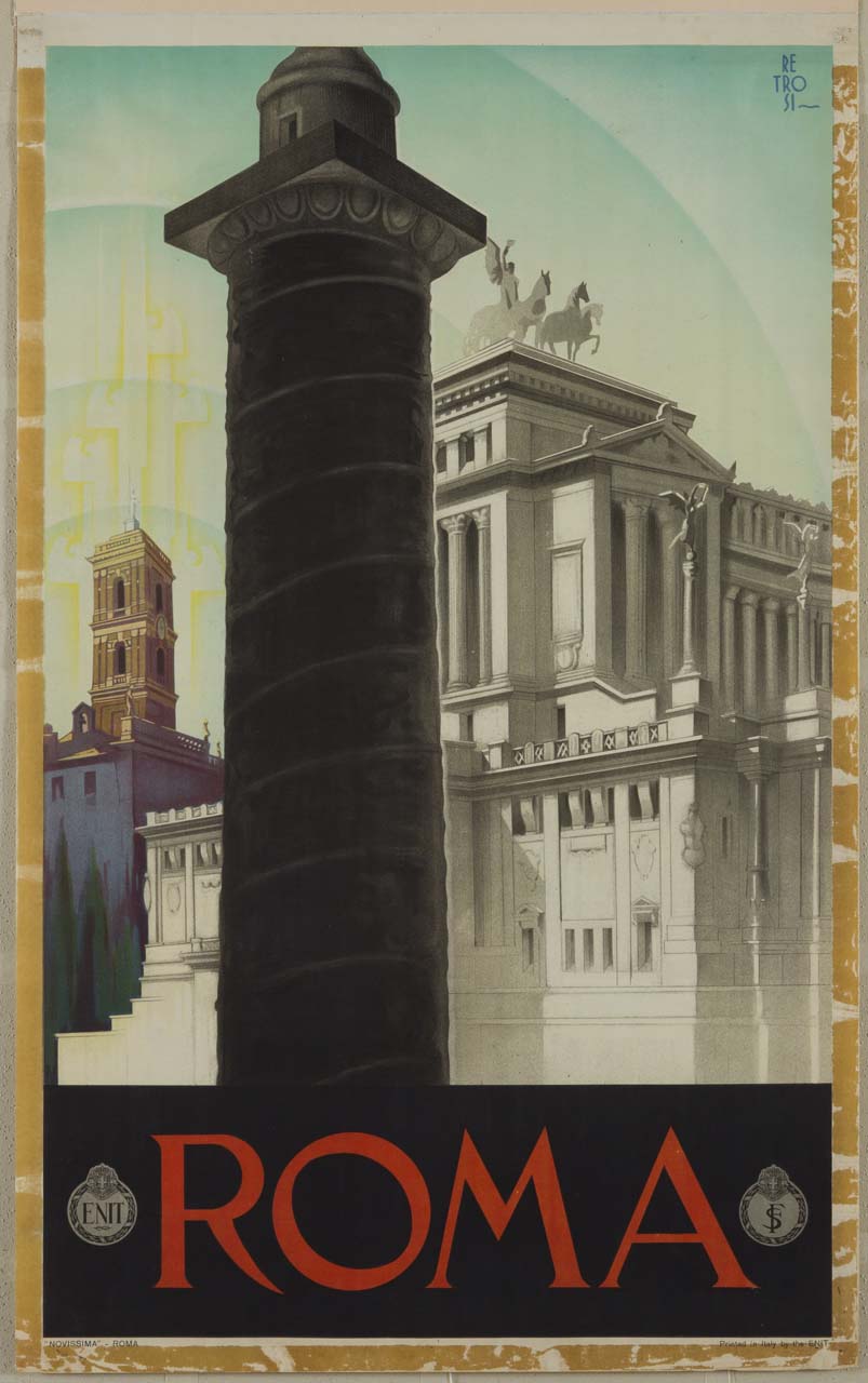 Vittoriano, Colonna Traiana, Palazzo dei Conservatori, fasci littori (manifesto) di Retrosi Virgilio (sec. XX)