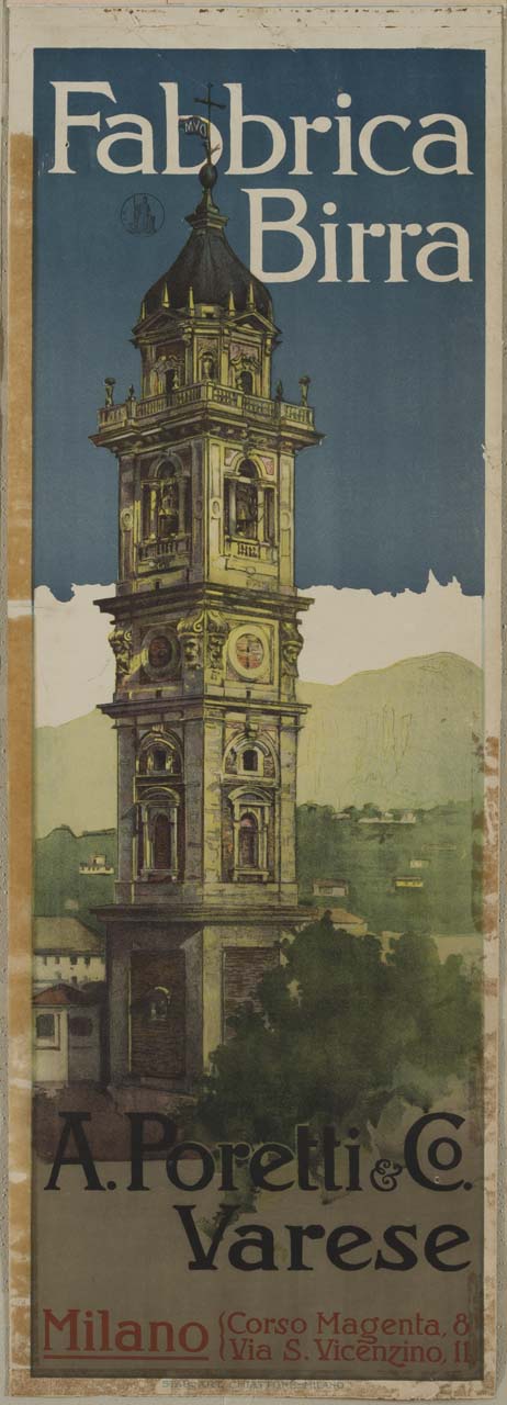 campanile della basilica di San Vittore a Varese (manifesto) di Cavaleri Ludovico (sec. XIX-XX)