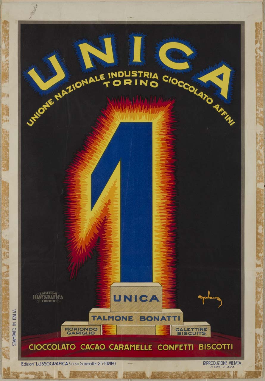 su un podio un 1 illuminato (manifesto) di Galaverna Ettore (sec. XX)