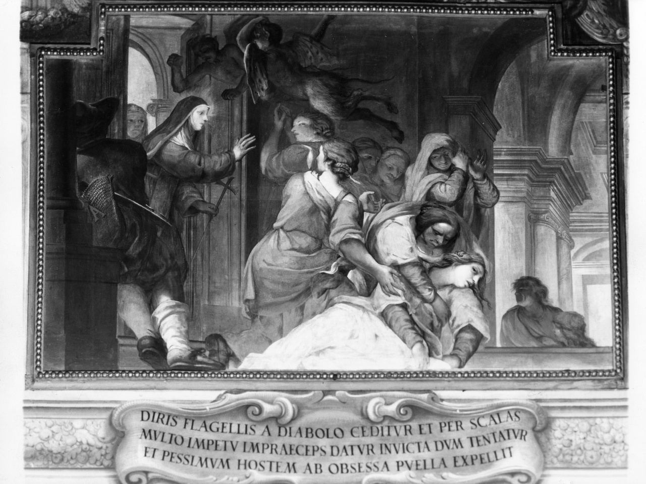 Santa Maria Maddalena de' Pazzi libera un'indemoniata (dipinto) di Franceschini Baldassarre detto Volterrano (cerchia) (sec. XVII)