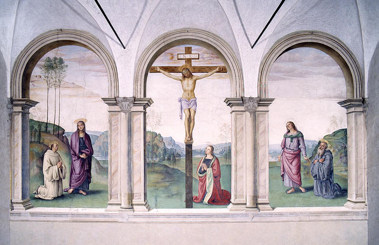 Cristo crocifisso, santi (dipinto) di Vannucci Pietro detto Perugino (sec. XV) 
