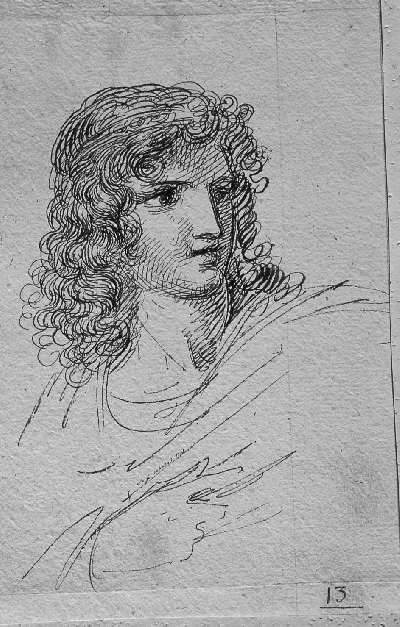 testa d'uomo (disegno) di Sabatelli Luigi (sec. XVIII)
