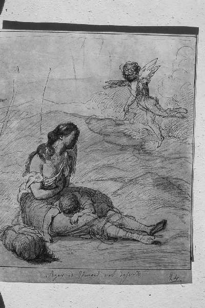 Agar e Ismaele nel deserto (disegno) di Landucci Nicolao (sec. XIX)