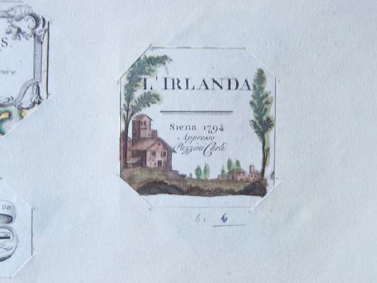 paesaggio con architetture (stampa, frammento) - ambito europeo (sec. XVIII)