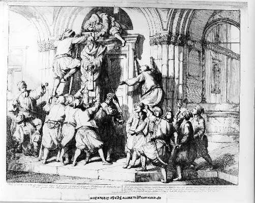 Impiccagione di Gregorio patriarca di Costantinopoli (stampa) di Gaiassi Vincenzo (secondo quarto sec. XIX)