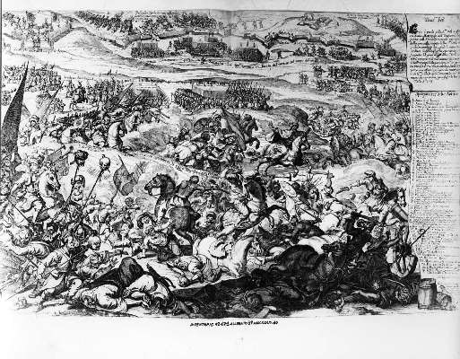battaglia tra Cristiani e Turchi (stampa) di Westerhout Arnold van (primo quarto sec. XVIII)