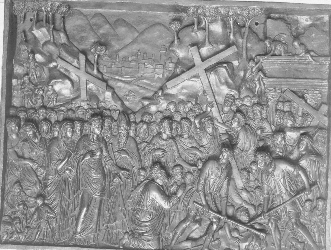 ritrovamento della vera croce (rilievo) di Briosco Andrea detto Riccio (attribuito) (inizio sec. XVI)