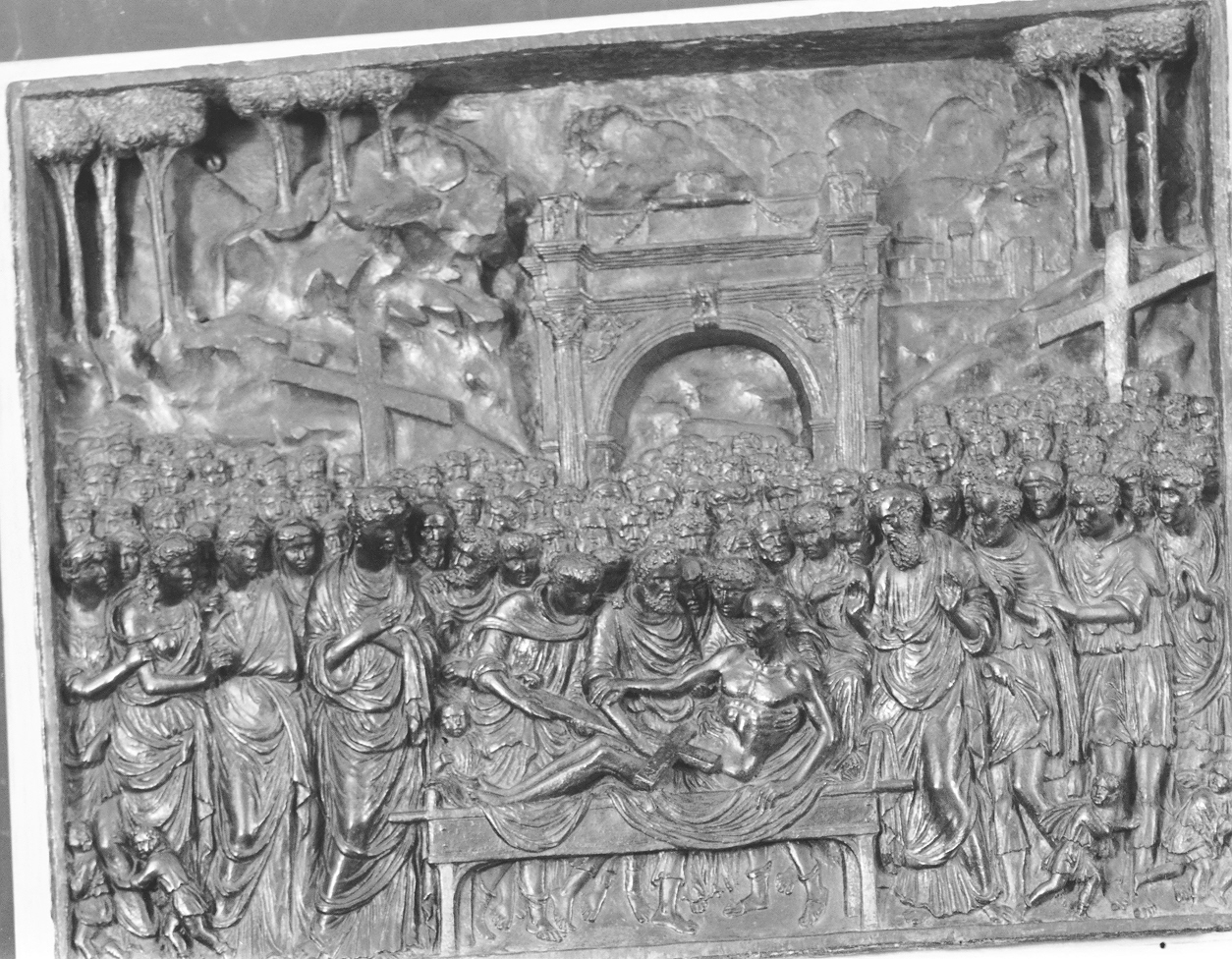 riconoscimento della vera croce (rilievo) di Briosco Andrea detto Riccio (attribuito) (inizio sec. XVI)