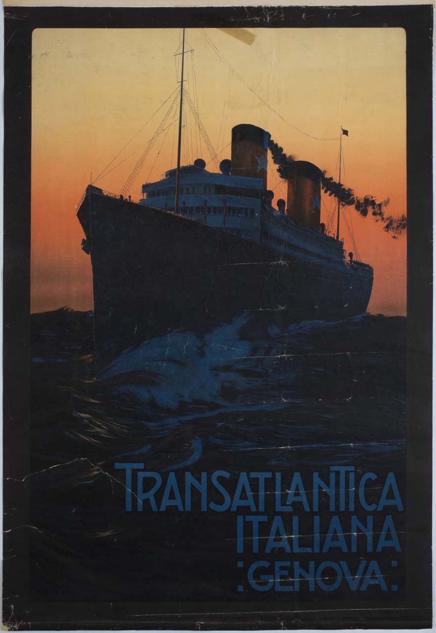 transatlantico Cesare Battisti in navigazione (manifesto) di Borgoni Mario (attribuito) (sec. XX)