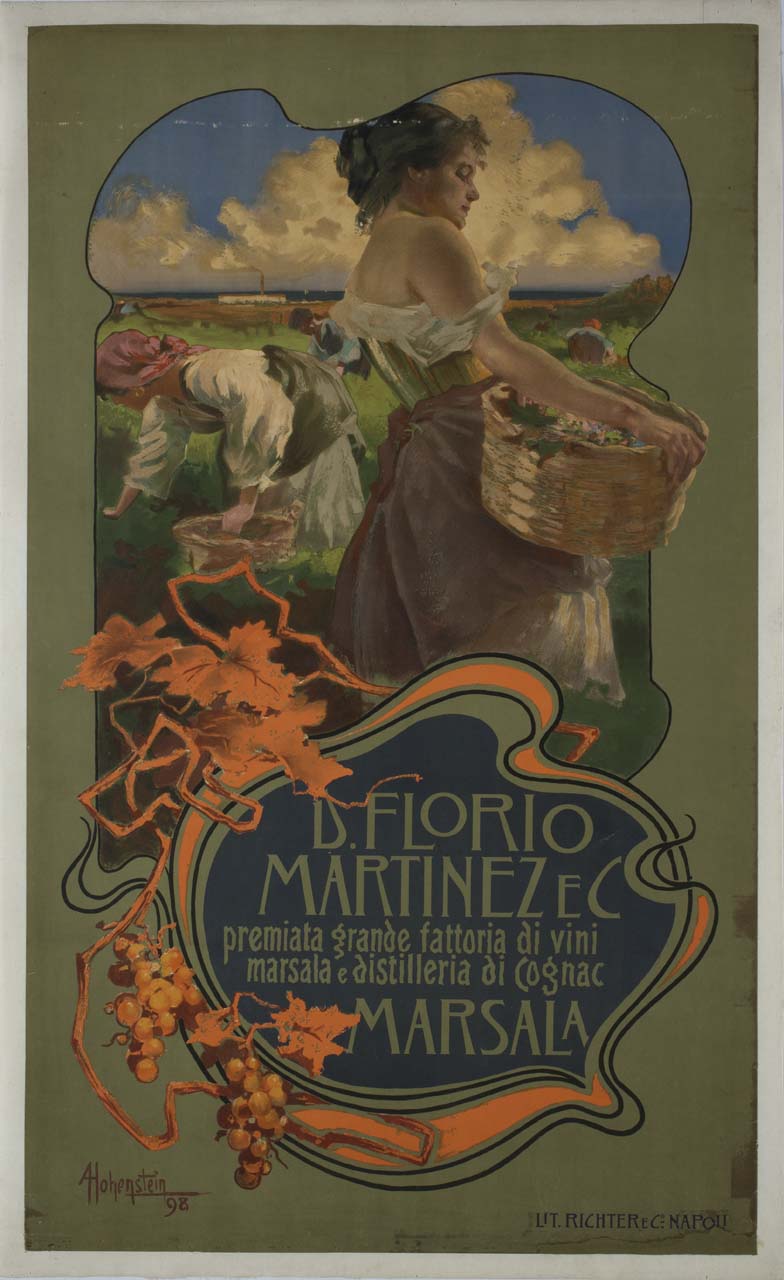 donne impegnate nella vendemmia (manifesto) di Hohenstein Adolf (sec. XIX)