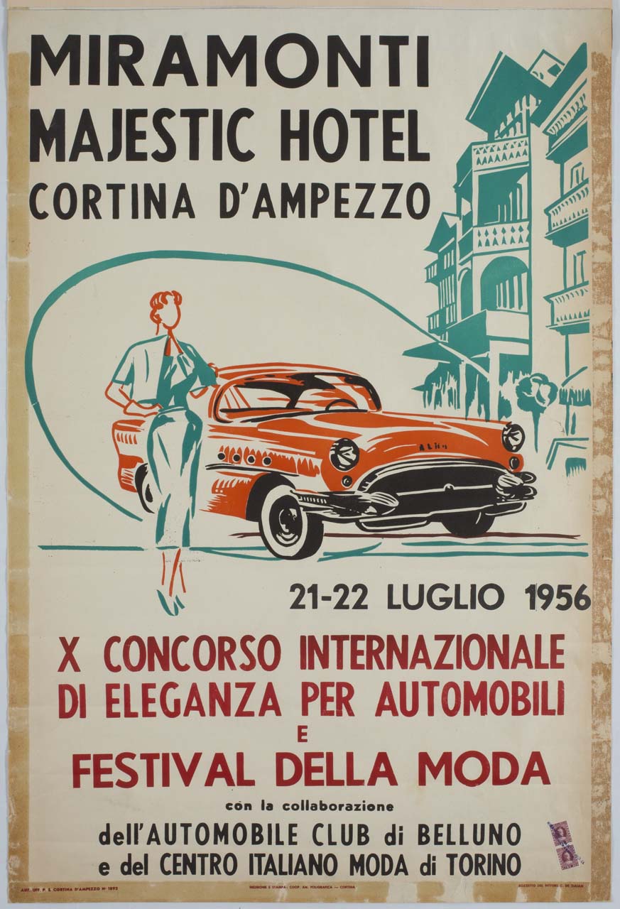 donna con automobile (manifesto) di De Zulian Carlo (sec. XX)
