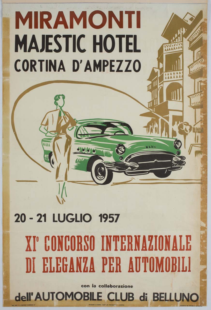 donna con automobile (manifesto) di De Zulian Carlo (sec. XX)