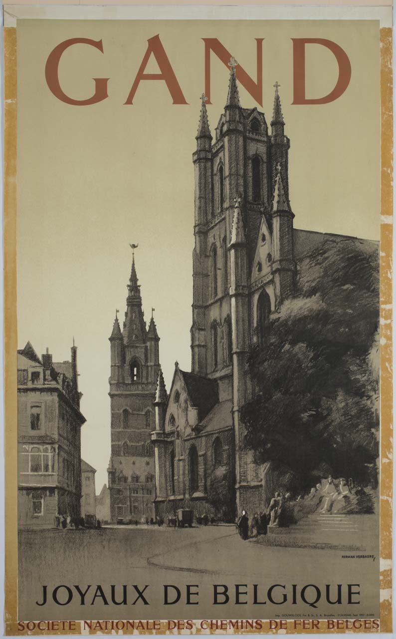 veduta della cattedrale di Gand (manifesto) di Verbaere Herman (sec. XX)