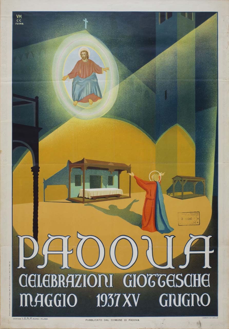 Cristo in Mandorla e Santo in adorazione (manifesto) - ambito italiano (sec. XX)