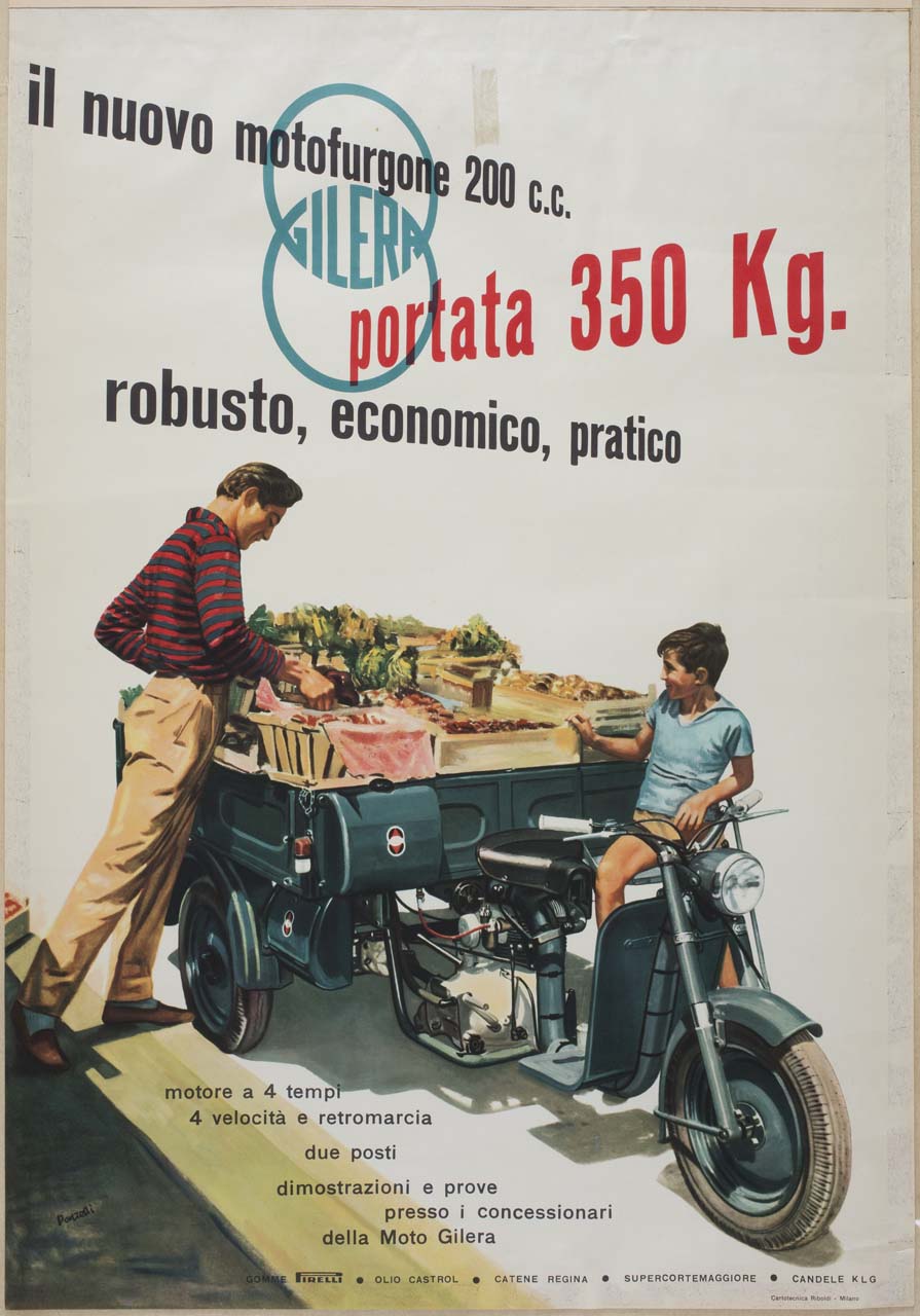 venditori ortofrutticoli con motofurgone (manifesto) di Donzelli Rinaldo (sec. XX)