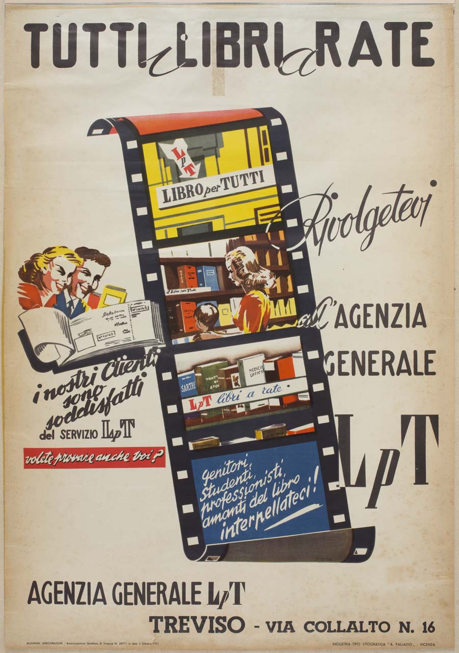 pellicola fotografica con immagini dell'interno di una libreria (manifesto) di Graziani (sec. XX)
