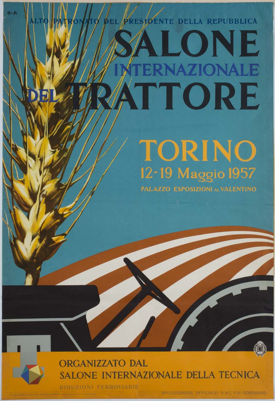 trattore, campo a righe e grande spiga (manifesto) di Genova, Beccaria - ambito italiano (sec. XX)