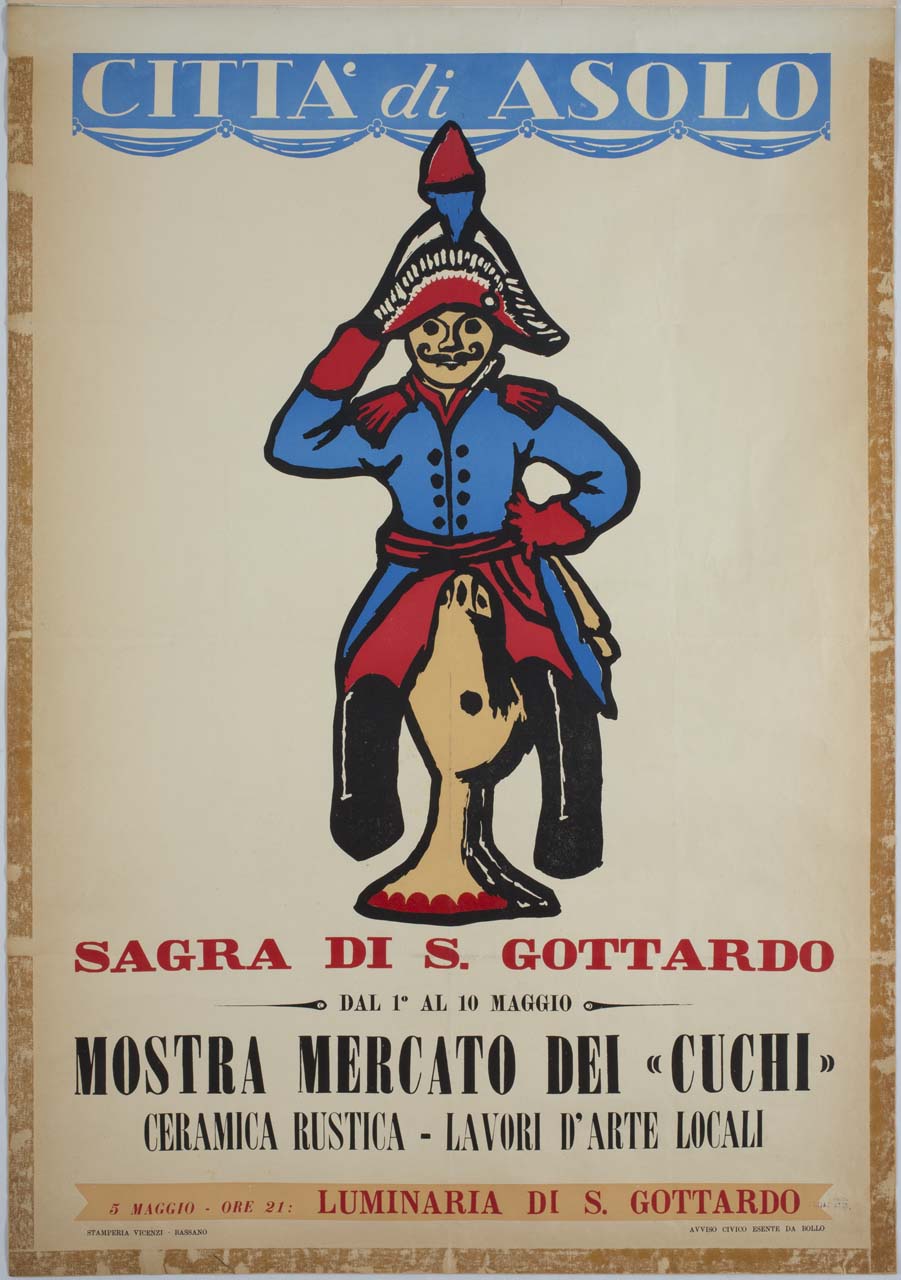 fischietto a forma di soldato (manifesto) - ambito italiano (metà sec. XX)