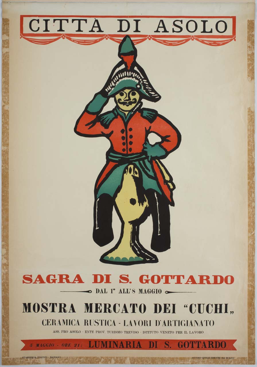 fischietto a forma di soldato (manifesto) - ambito italiano (metà sec. XX)