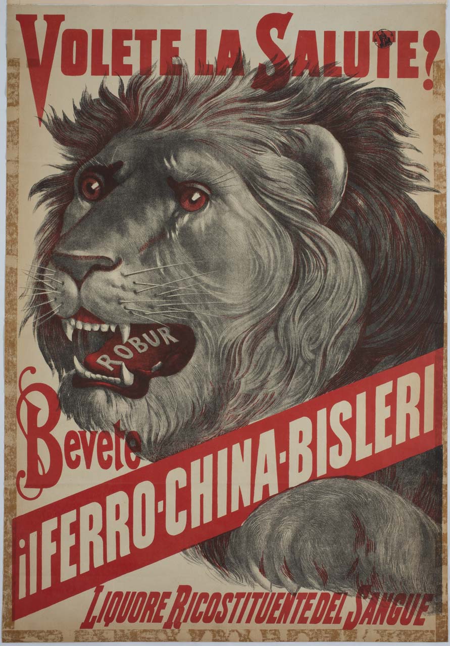 testa di leone ruggente (manifesto) - ambito italiano (sec. XX)