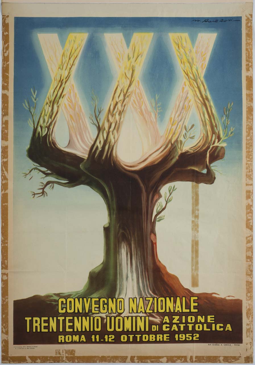 ulivo tricolore che forma tre X (manifesto) di Roveroni Walter (sec. XX)