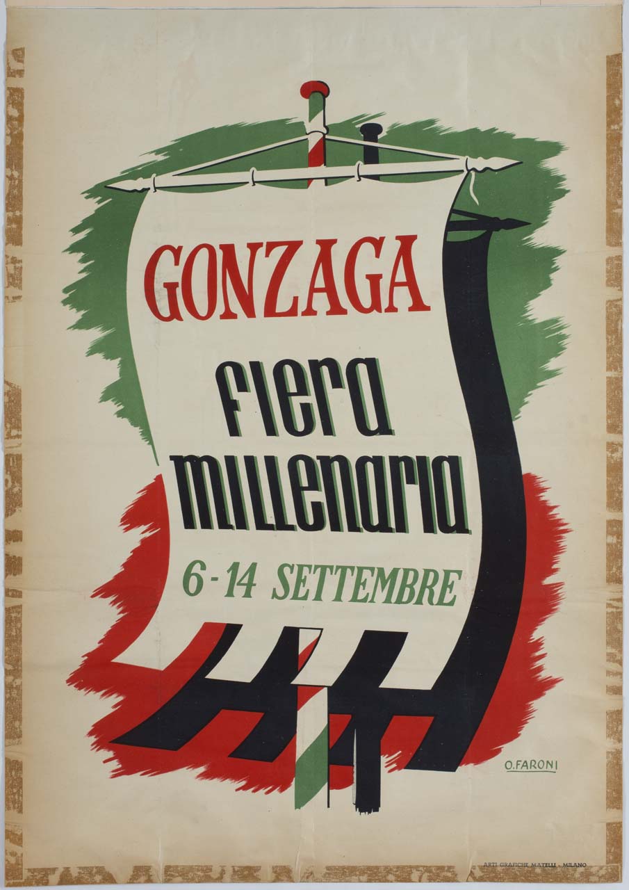 stendardo su sfondo tricolore (manifesto) di Faroni O - ambito italiano (sec. XX)