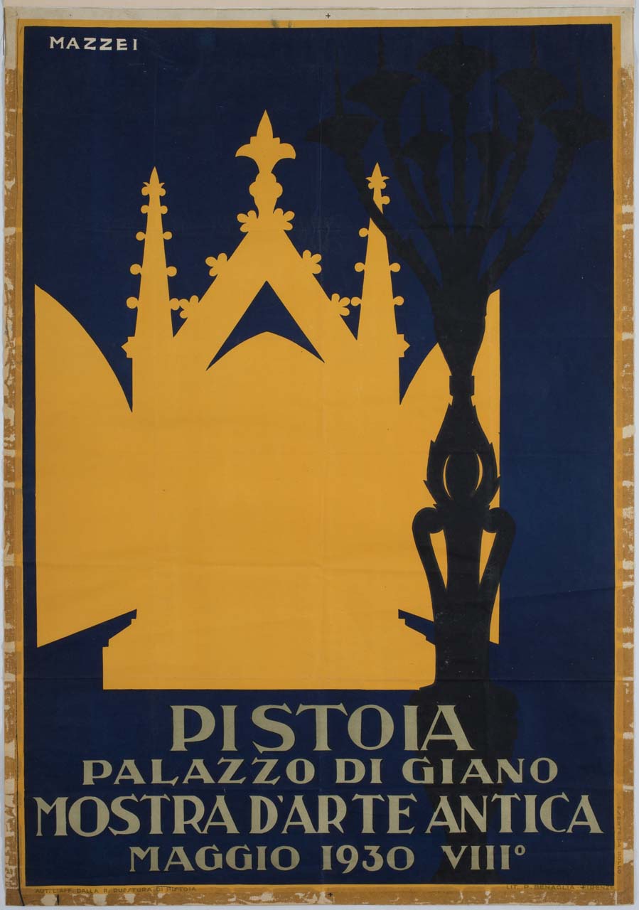 sagome di trittico gotico ad ante e candelabro (manifesto) di Mazzei Giuseppe (sec. XX)