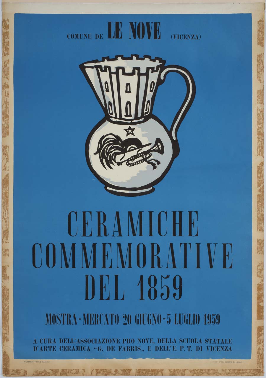brocca in ceramica (manifesto) - ambito italiano (sec. XX)