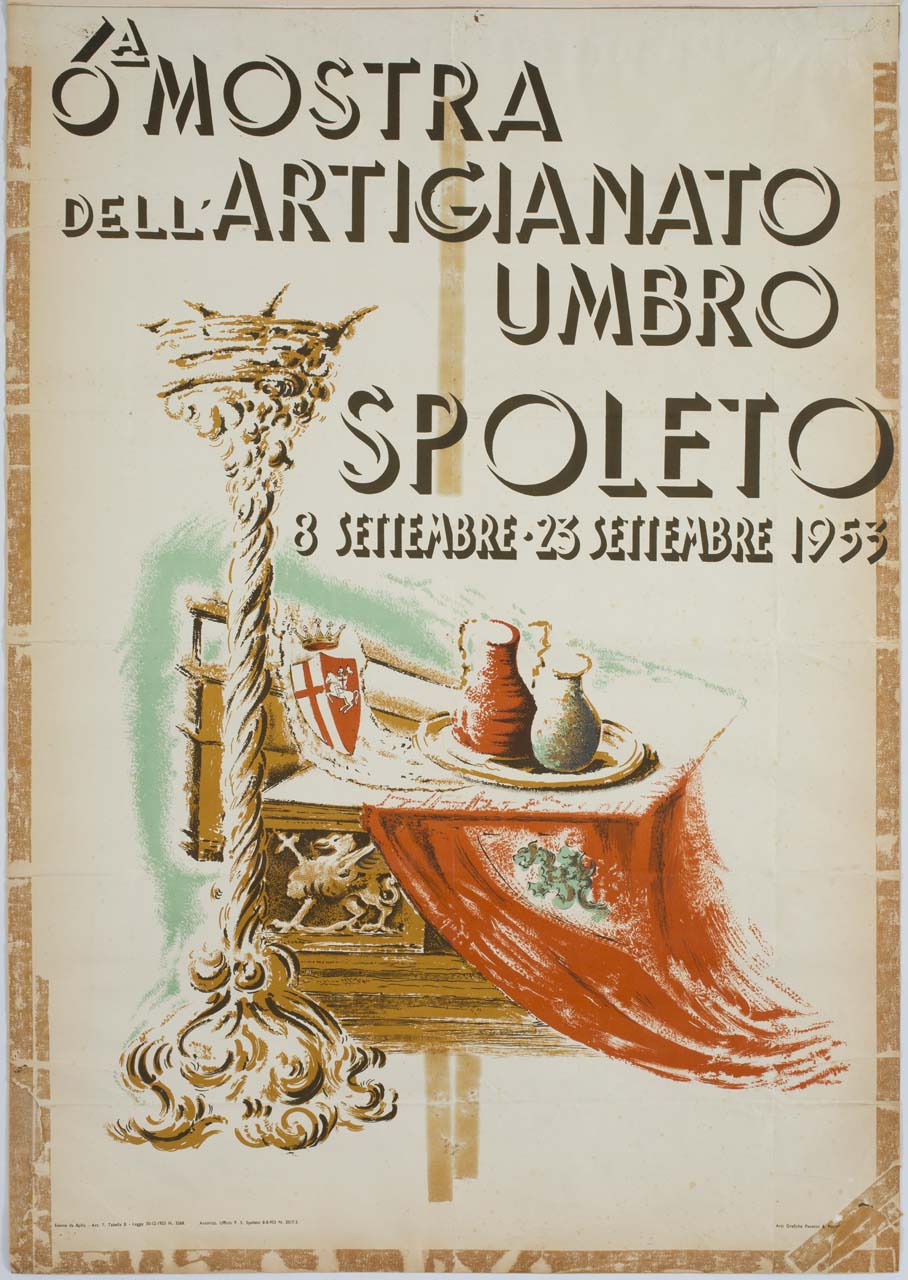 mobili con vassoio e brocche (manifesto) - ambito italiano (sec. XX)