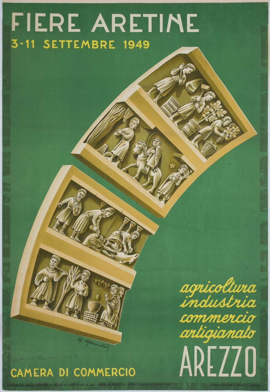 rilievi dei mesi del portale della Chiesa di Santa Maria della Pieve di Arezzo (manifesto) di Mercantini M - ambito italiano (sec. XX)