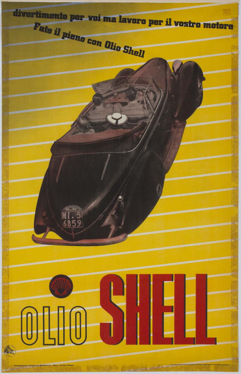 due coppie a bordo di un'automobile (manifesto) di Carboni Erberto detto Lince (sec. XX)