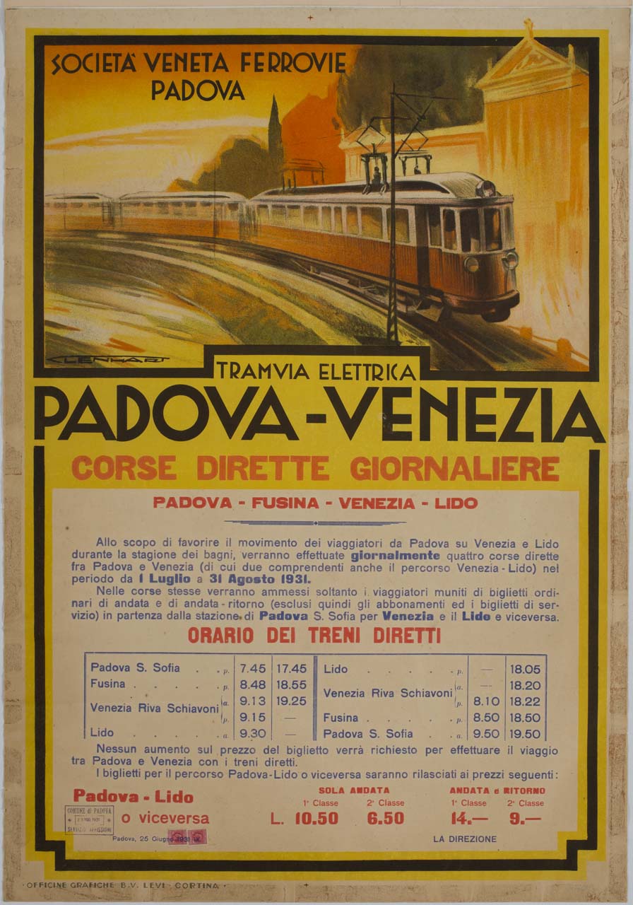 tram in corsa (manifesto) di Lenhart Franz (sec. XX)