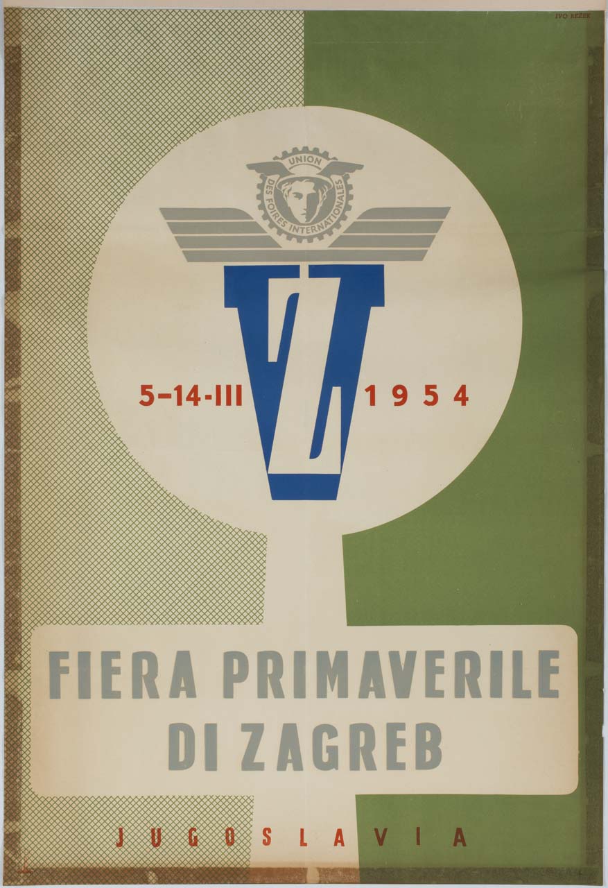 logo della Fiera di Zagabria e scritte entro campiture grafiche (manifesto) di Rezek Ivo (sec. XX)