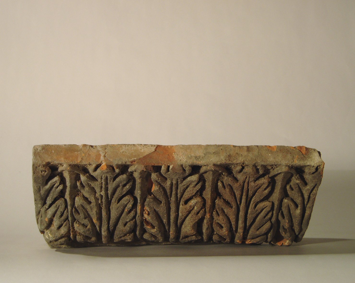 motivo decorativo a foglie d'acanto (elemento di decorazione architettonica a rilievo - profilo a gola diritta) - manifattura mantovana (?) (XIX)