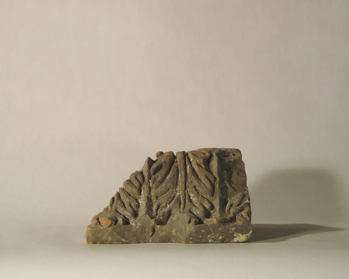 motivo decorativo a foglie d'acanto (elemento di decorazione architettonica a rilievo - profilo a gola diritta, frammento) - manifattura mantovana (?) (XIX)