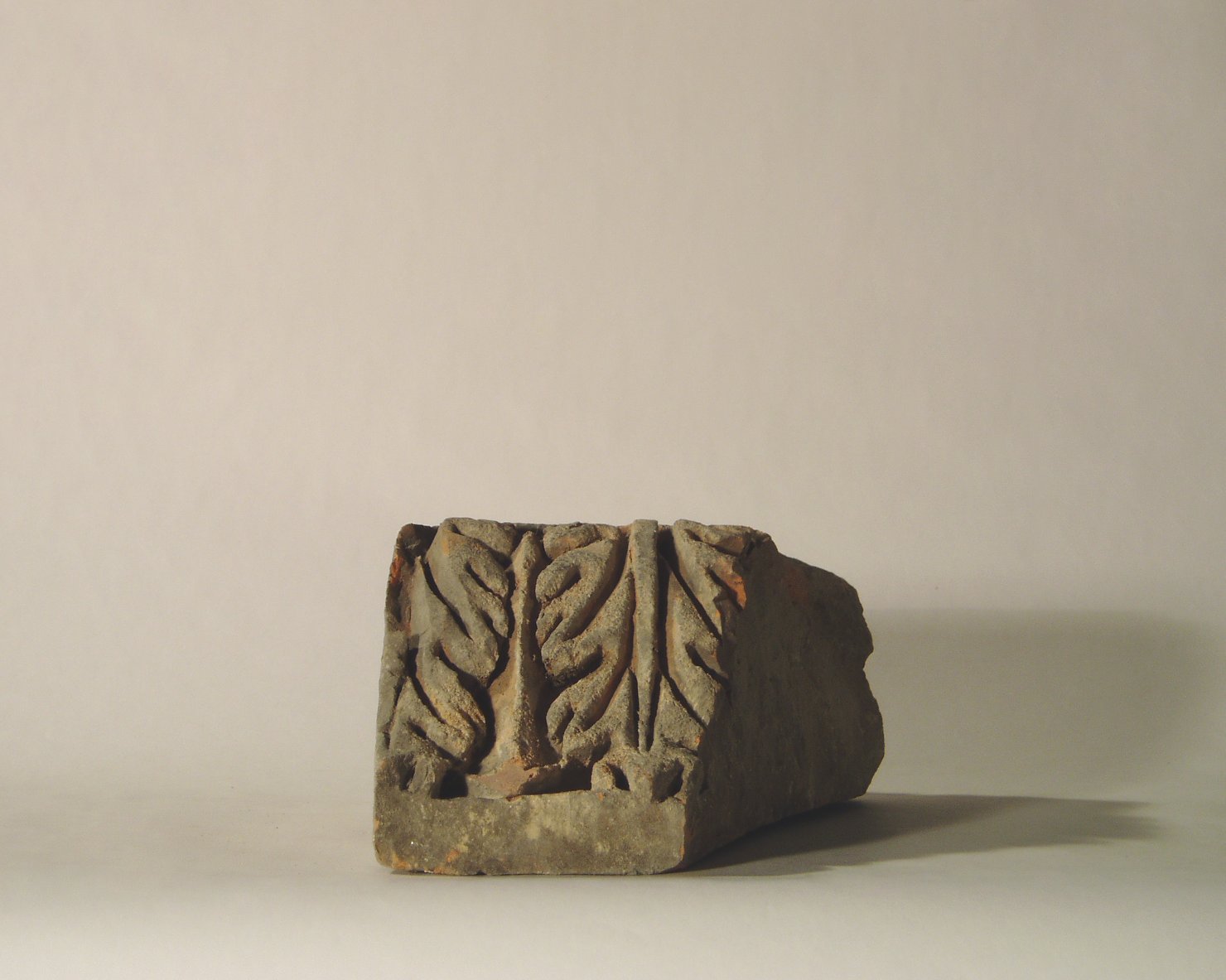 motivo decorativo a foglie d'acanto (elemento di decorazione architettonica a rilievo - profilo a gola diritta, frammento) - manifattura mantovana (?) (XIX)