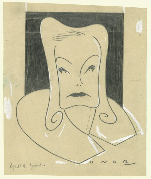 Greta Garbo (disegno, opera isolata) di Onorato Umberto (attribuito) - ambito italiano (sec. XX)
