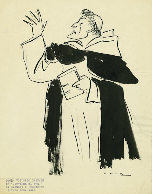 Vittorio Gassman (disegno, opera isolata) di Onorato Umberto (attribuito) - ambito italiano (sec. XX)