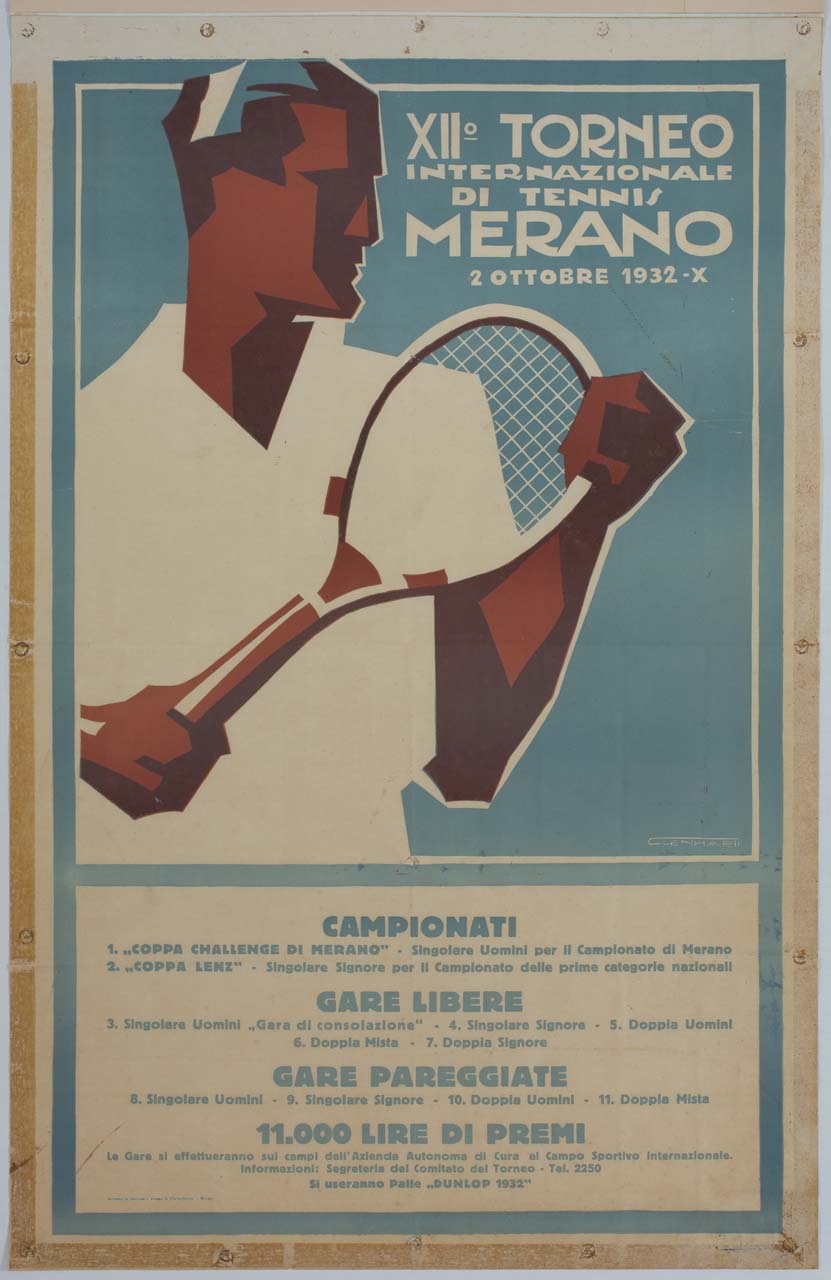 tennista di profilo (manifesto) di Lenhart Franz (sec. XX)