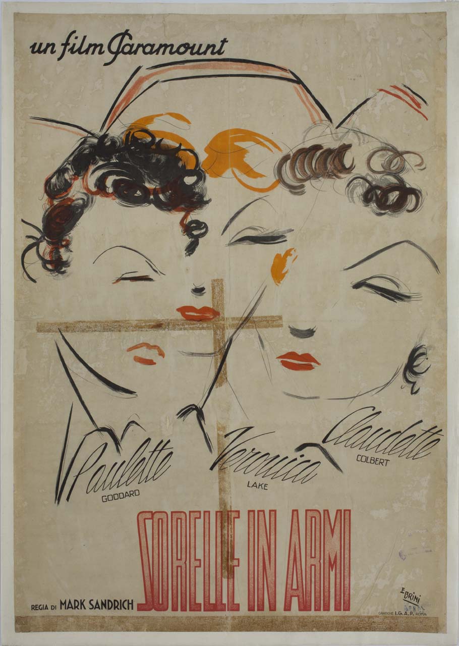 tre volti di infermiere sovrapposti (manifesto) di Brini Ercole (sec. XX)