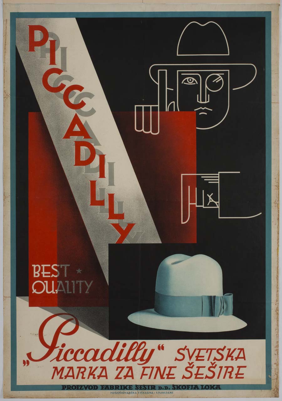 volto d'uomo con mani e cappello (manifesto) - ambito sloveno (secondo quarto sec. XX)