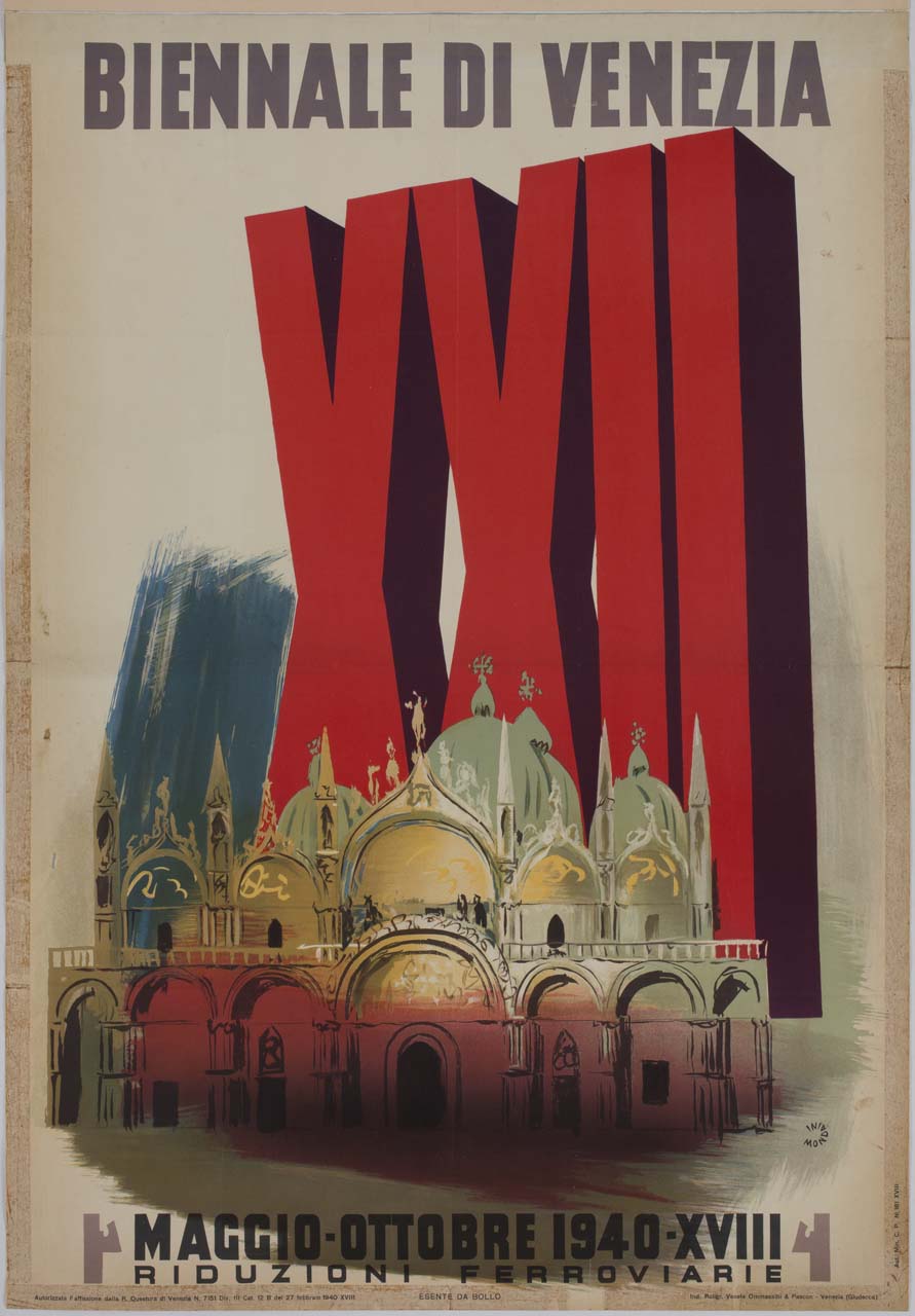 veduta della basilica di San Marco a Venezia (manifesto) di Mondaini Giacinto (sec. XX)