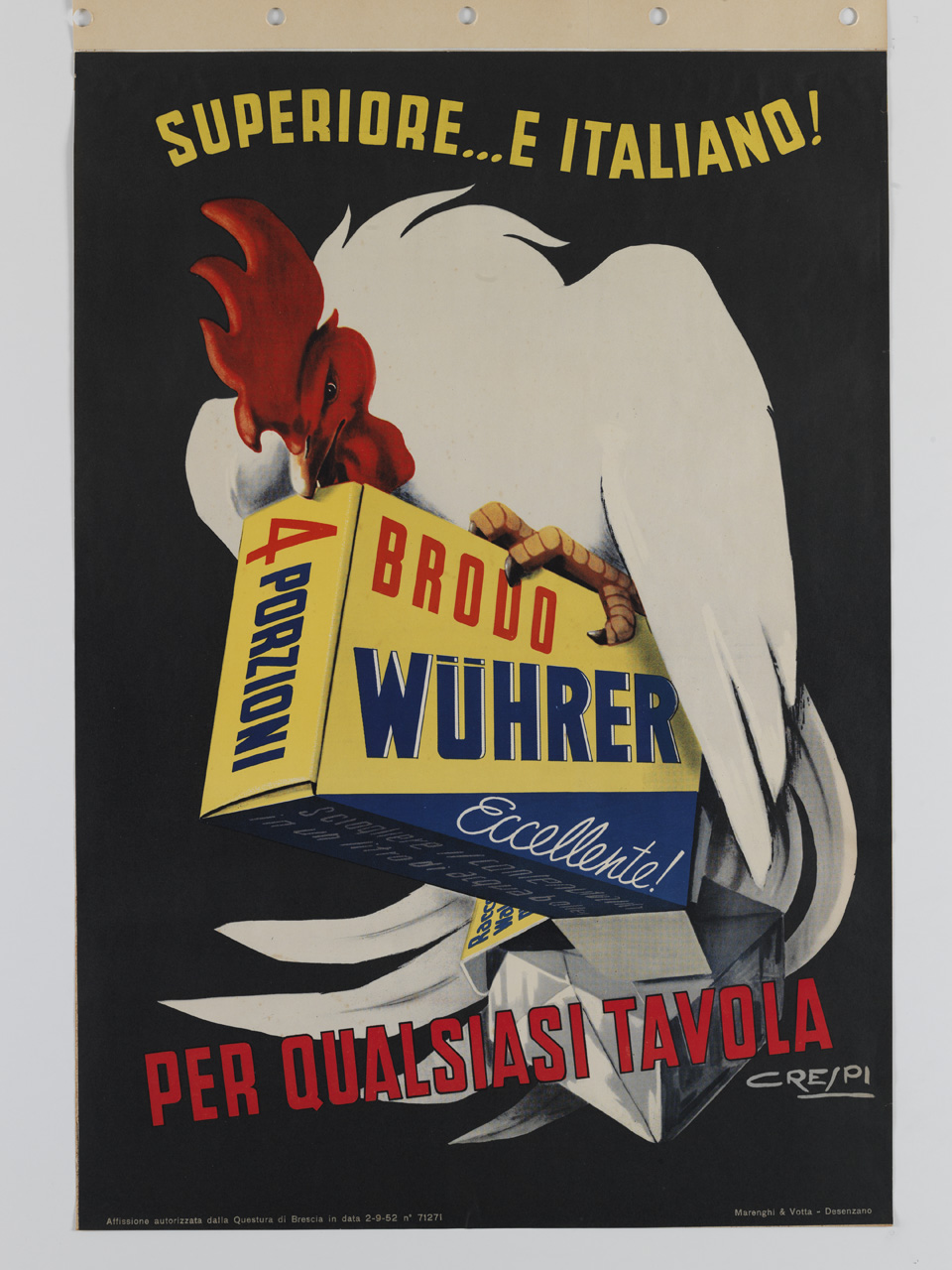 gallo artiglia una confezione di dadi da cucina (manifesto) di Crespi Luigi Daniele (sec. XX)