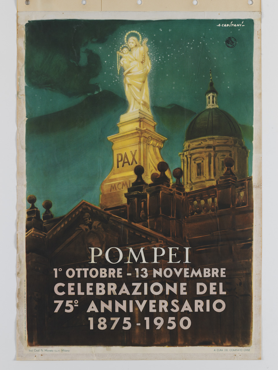 santuario della Beata Vergine del Rosario di Pompei (manifesto) di Capitani Alfredo (sec. XX)