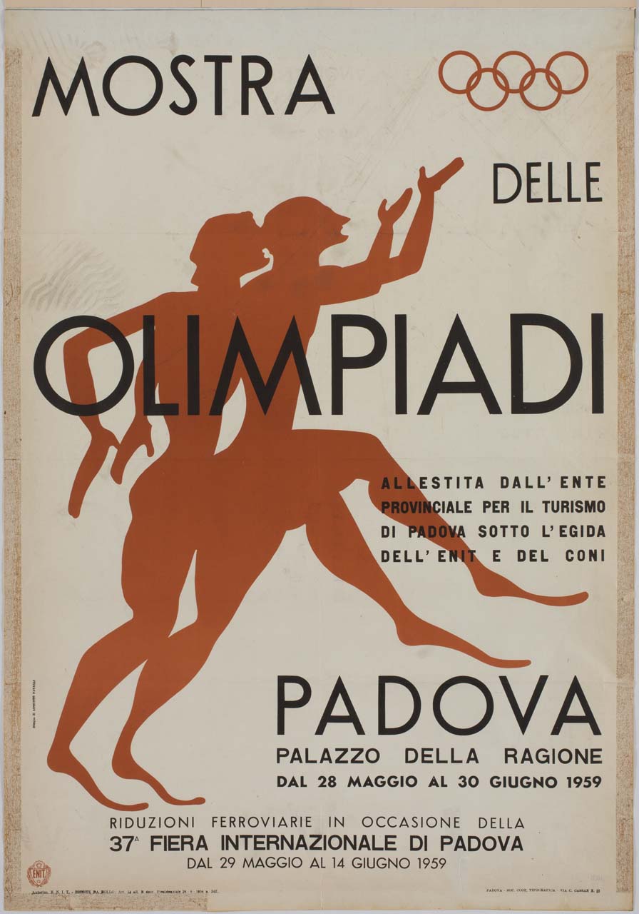 due atleti dell'antica Grecia nell'atto di correre (manifesto) di Favalli Augusto (sec. XX)