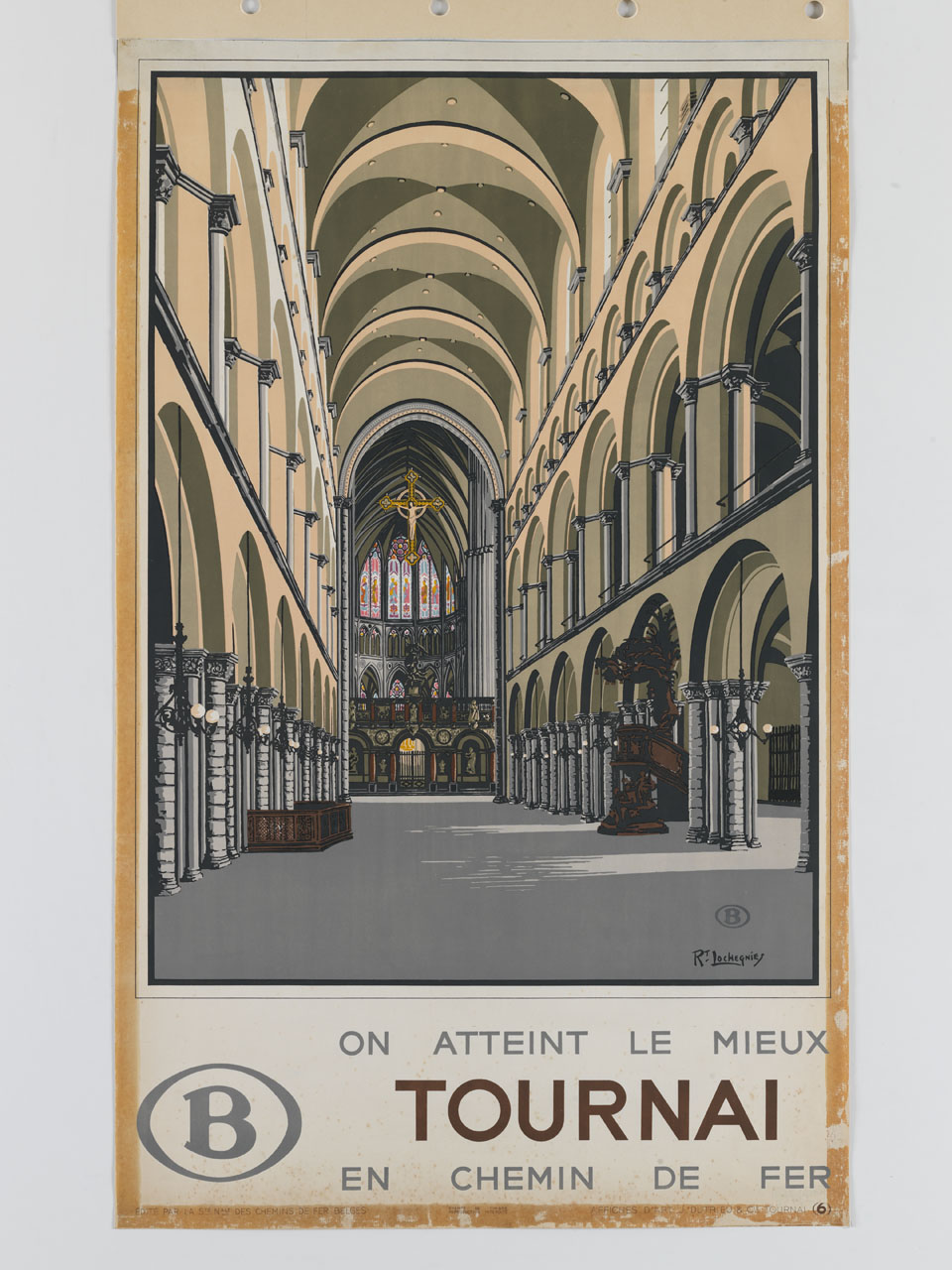 interno della cattedrale di Notre-Dame di Tournai (manifesto) di Lochegnies Rt (sec. XX)