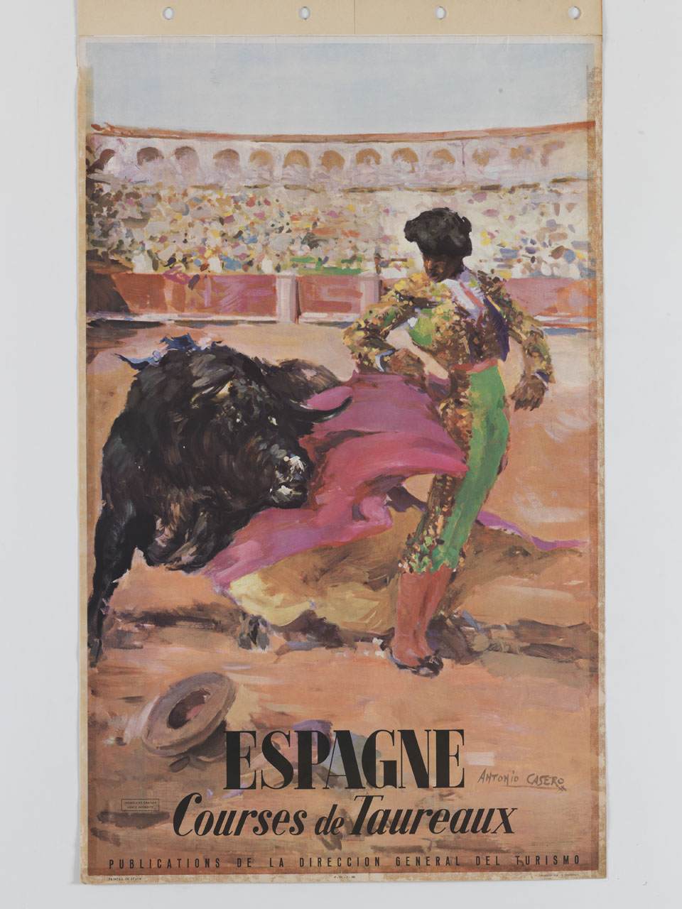 corrida con toro e torero in arena (manifesto) di Casero Sanz Antonio (sec. XX)